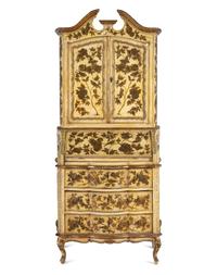 An Italian Cream and Gold-Painted Bureau Cabinet