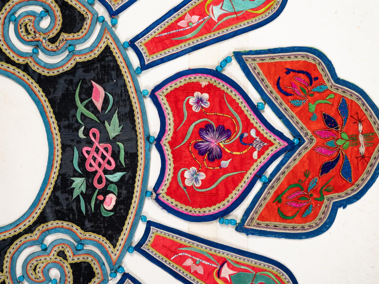 Four Chinese Embroidered Silk Ladies' Festival Collars