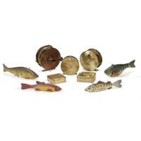 Collection of nine fishing items mid-19th to 20th century