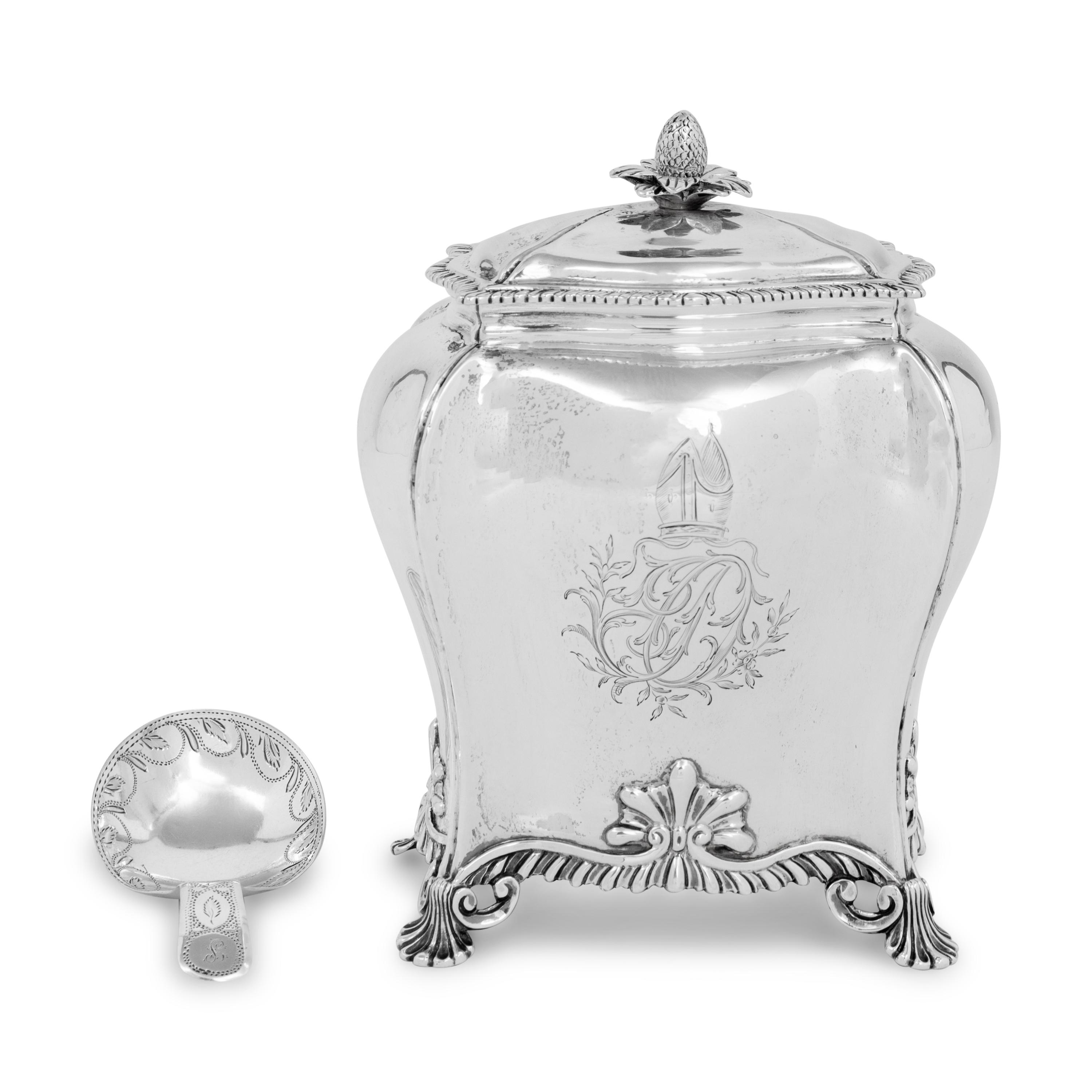 A George III Silver Tea Caddy and Associated Caddy Spoon