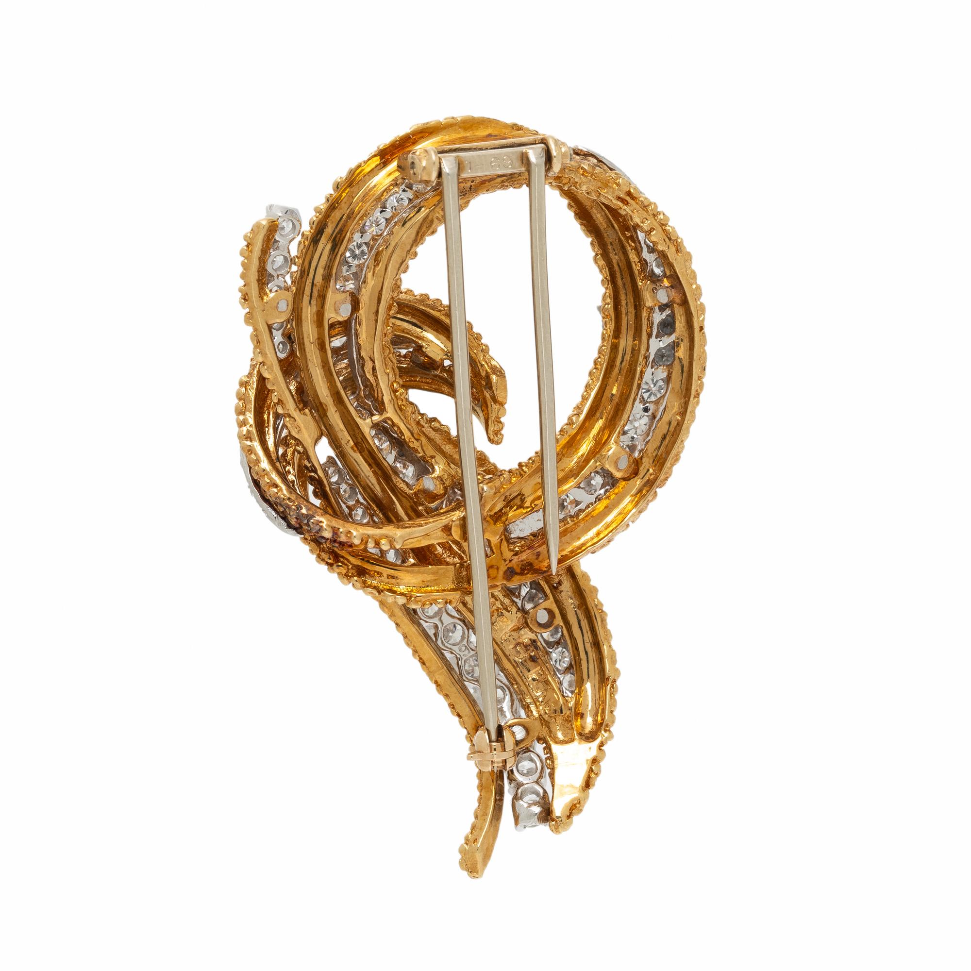 HAMMERMAN BROTHERS, DIAMOND, YELLOW GOLD, AND PLATINUM BROOCH