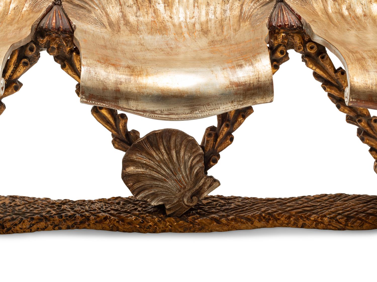 A Grotto Style Silvered Wood Settee