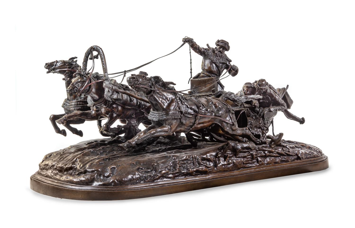 A Russian Bronze Figural Group