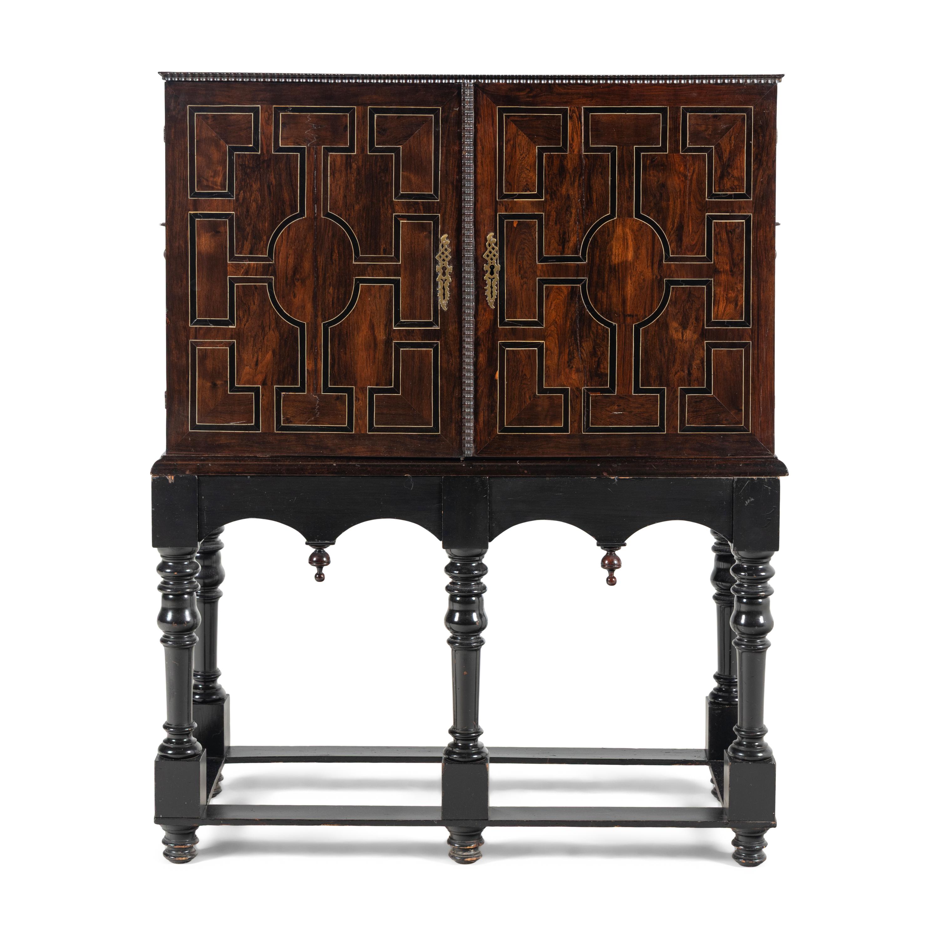 A Flemish or German Rosewood Cabinet on Stand