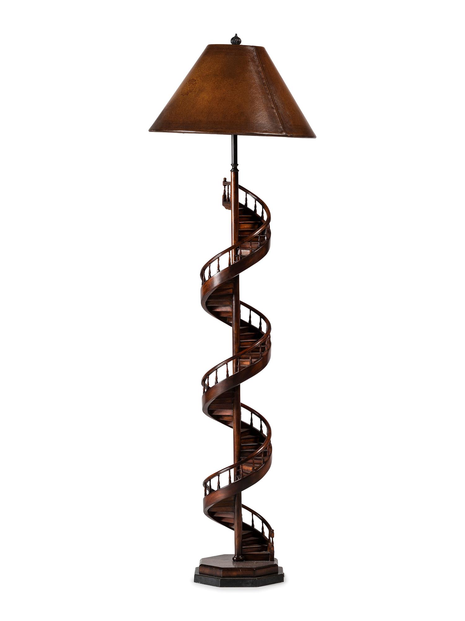 An Architectural Mahogany Staircase Floor Lamp