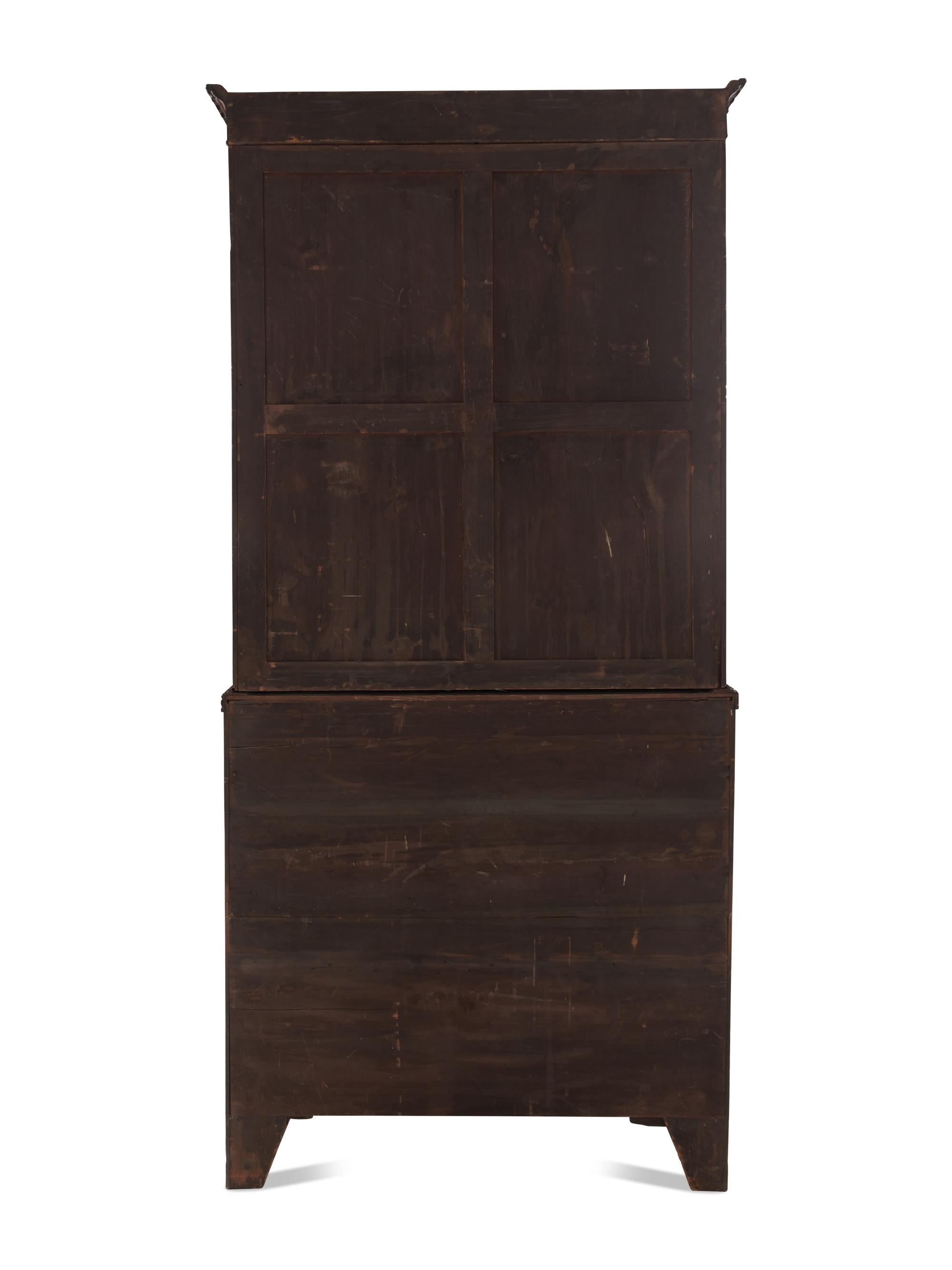A George III Mahogany and Parcel Ebonized Bureau Bookcase