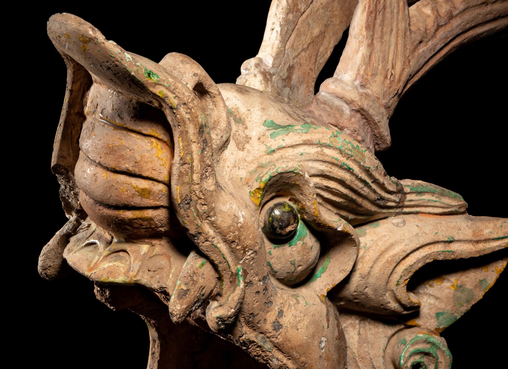 A Pair of Glazed Dragon-Form Roof-Tiles