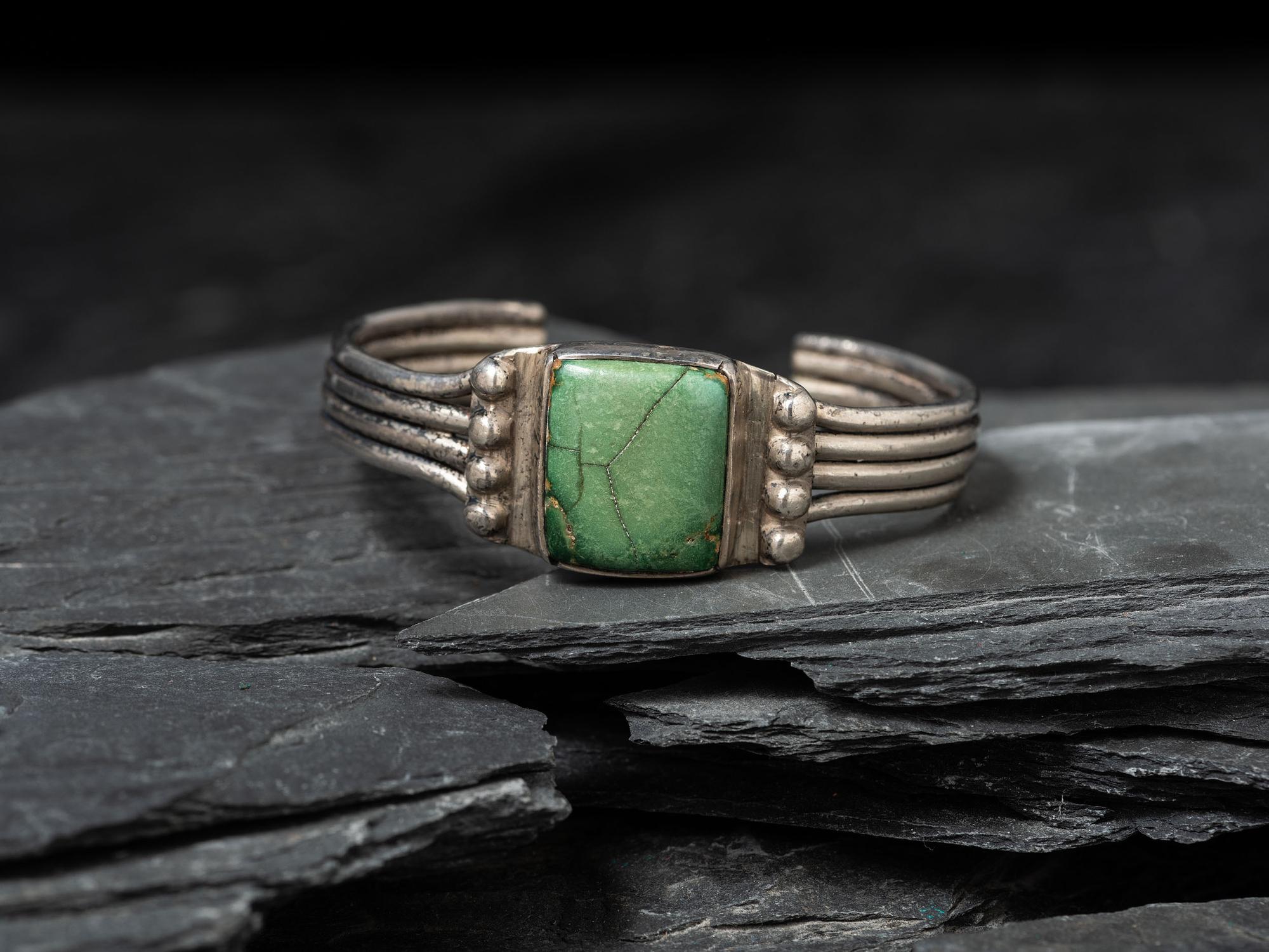 Navajo Cuff Bracelet, with Turquoise Stone, Collected by Hoffman Birney (1891-1958)