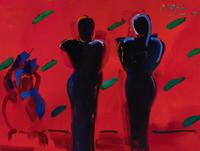 Three Facing West, 1989 and Zulu Red , 1988 (two works)