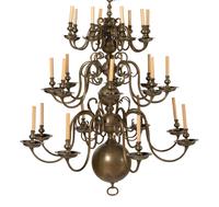 A Dutch Baroque Brass Twenty-Four Light Chandelier