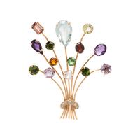 Yellow Gold and Multigem Bouquet Brooch