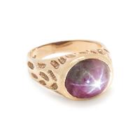 YELLOW GOLD AND STAR RUBY RING
