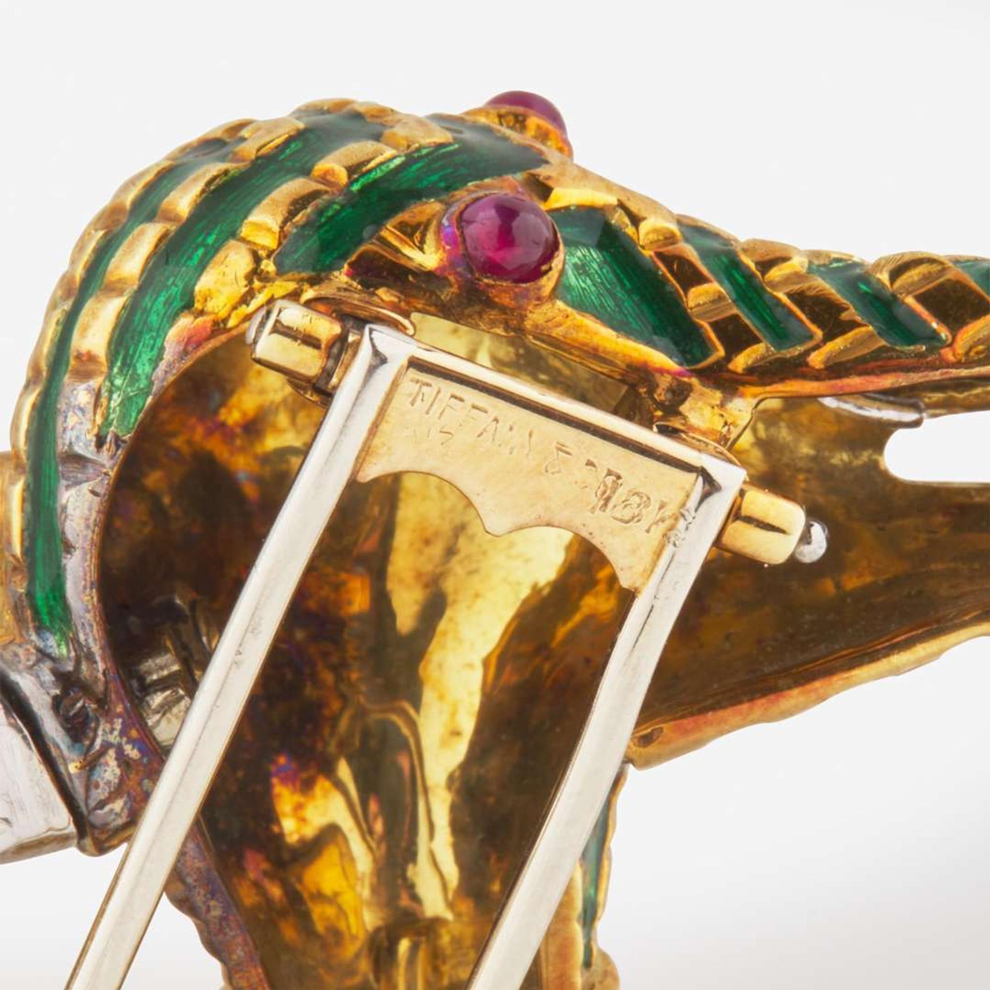 Tiffany & Co. Diamond, Ruby, and Enamel Antelope Brooch Aldo Cippulo for Tiffany c.1970