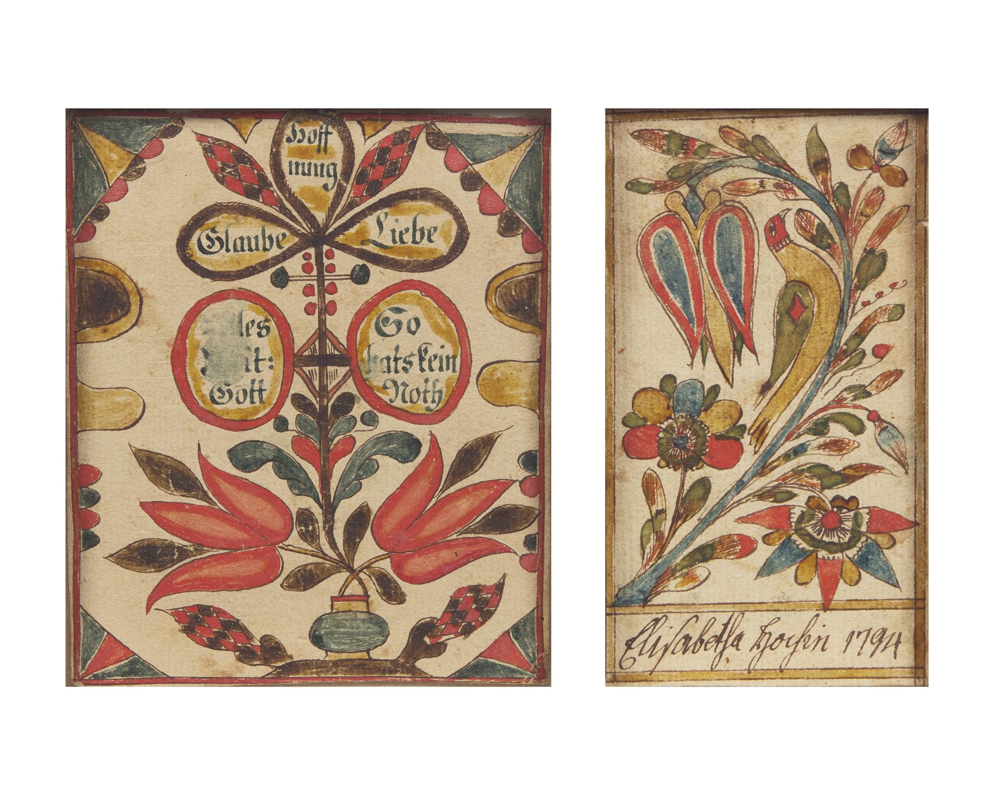 Two Fraktur Bookplates, Pennsylvania, Late 18th / Early 19th Century