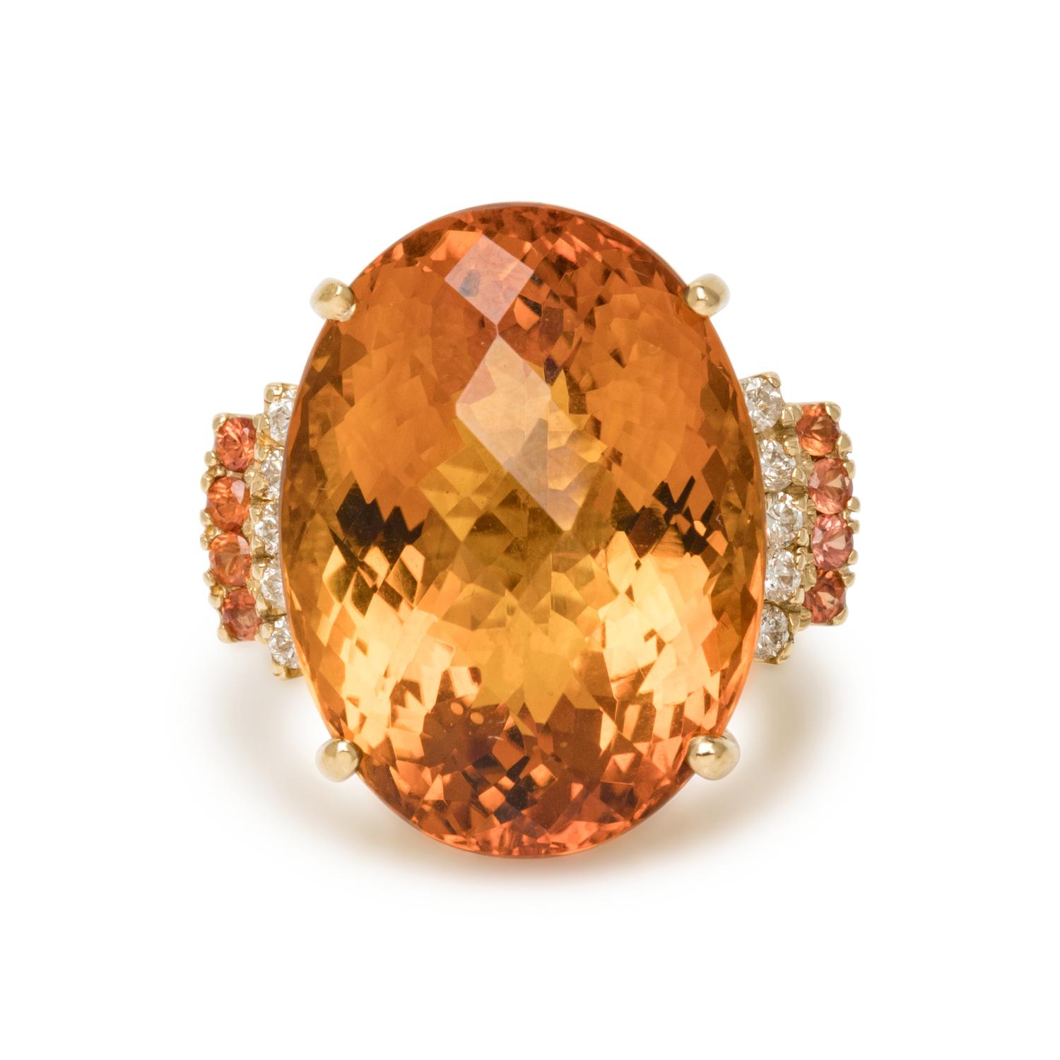 YELLOW GOLD, CITRINE, AND DIAMOND RING