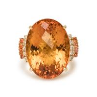 YELLOW GOLD, CITRINE, AND DIAMOND RING