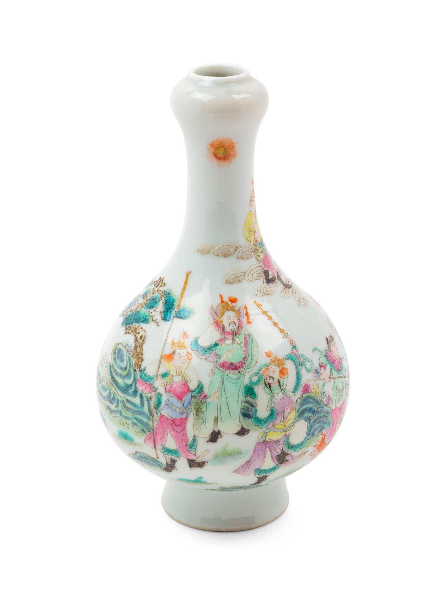 A Famille Rose Porcelain 'Garlic Head' Bottle Vase
