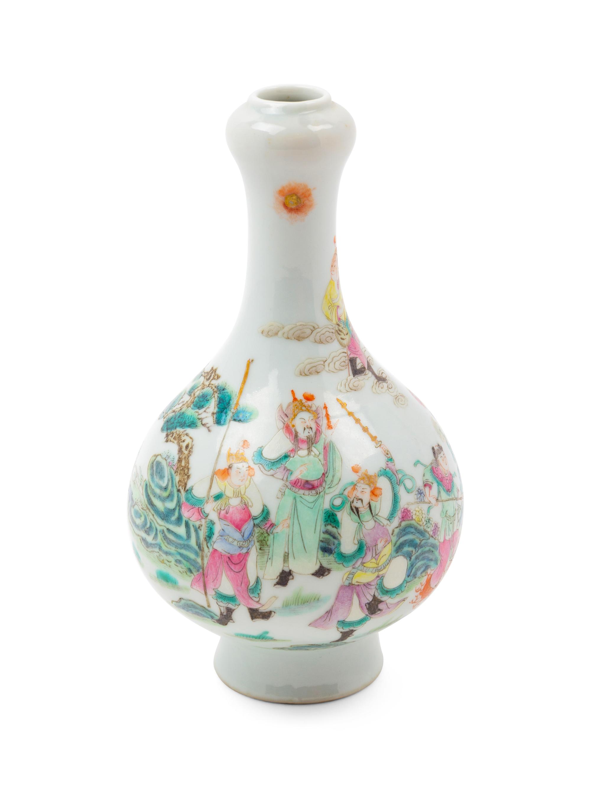 A Famille Rose Porcelain 'Garlic Head' Bottle Vase