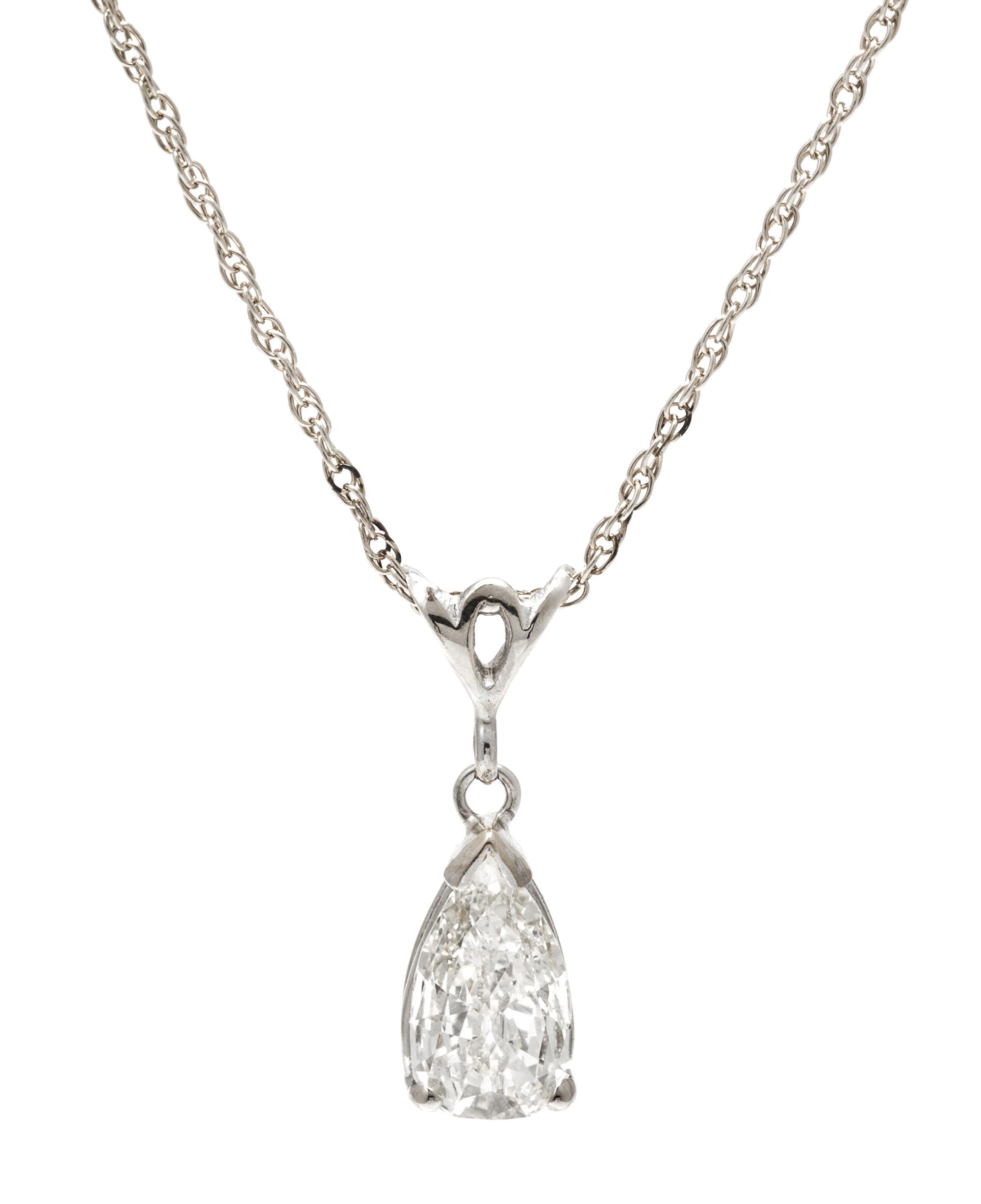 A White Gold and Diamond Solitaire Pendant, 1.70 dwts.