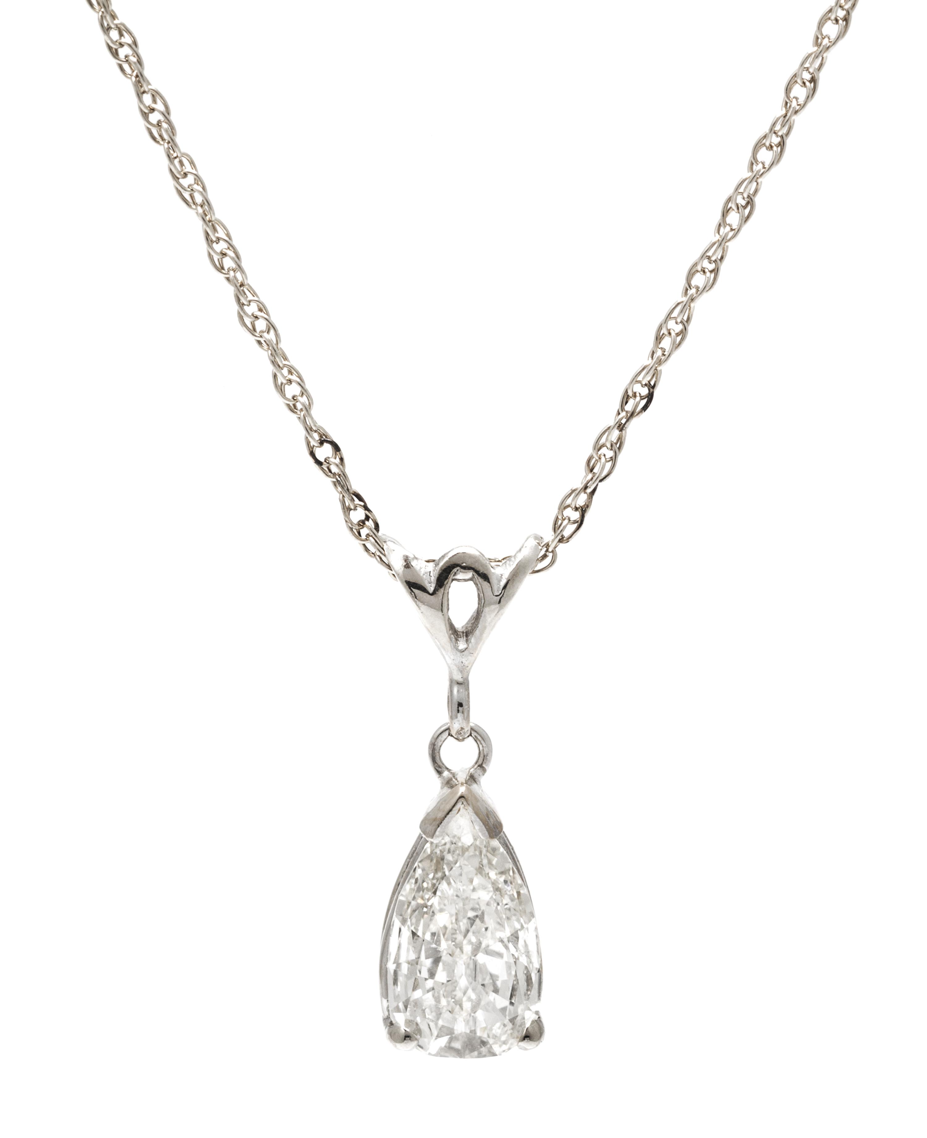 A White Gold and Diamond Solitaire Pendant, 1.70 dwts.