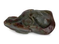 A Chinese Carved Jade Double Carp on Lily Pad — 20TH CENTURY