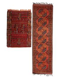 A Persian Wool Rug and Moroccan Saddle Mat