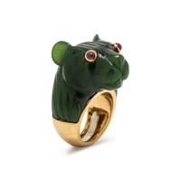 DAVID WEBB, JADEITE AND RUBY PANTHER RING