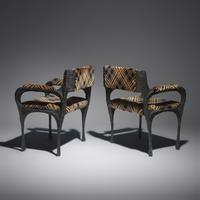 Paul Evans (American, 1931–1987) — Pair of Sculpted Bronze Armchairs, Model PE-105, c. 1970 Paul Evans Studio for Directional