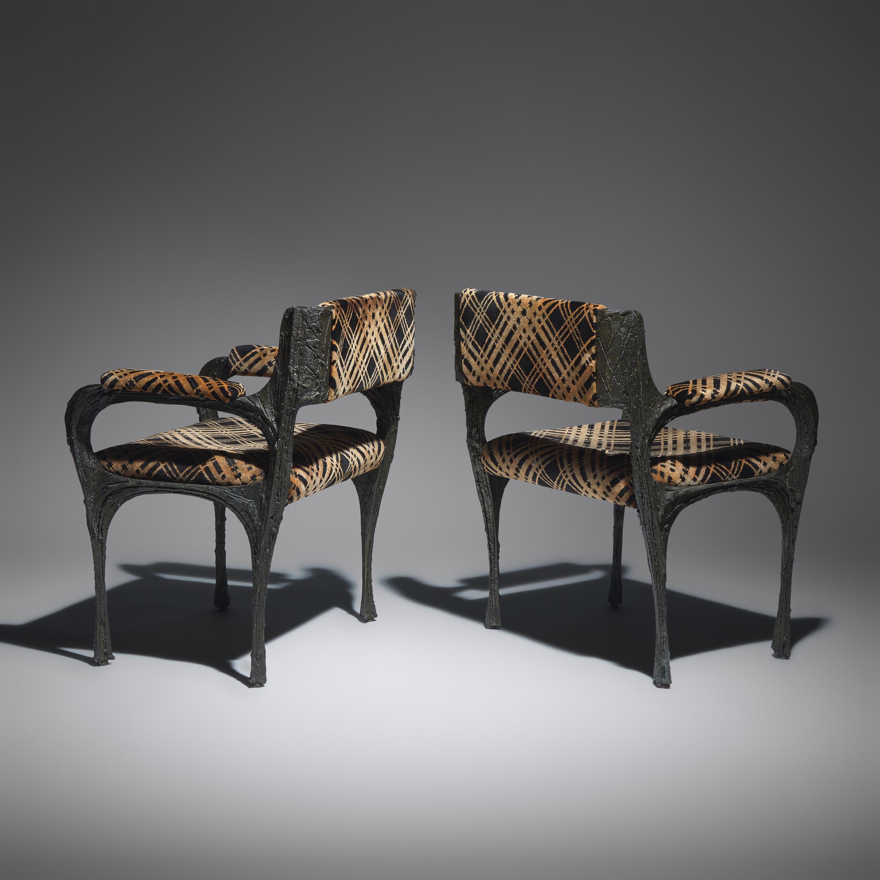 Paul Evans (American, 1931–1987) — Pair of Sculpted Bronze Armchairs, Model PE-105, c. 1970 Paul Evans Studio for Directional