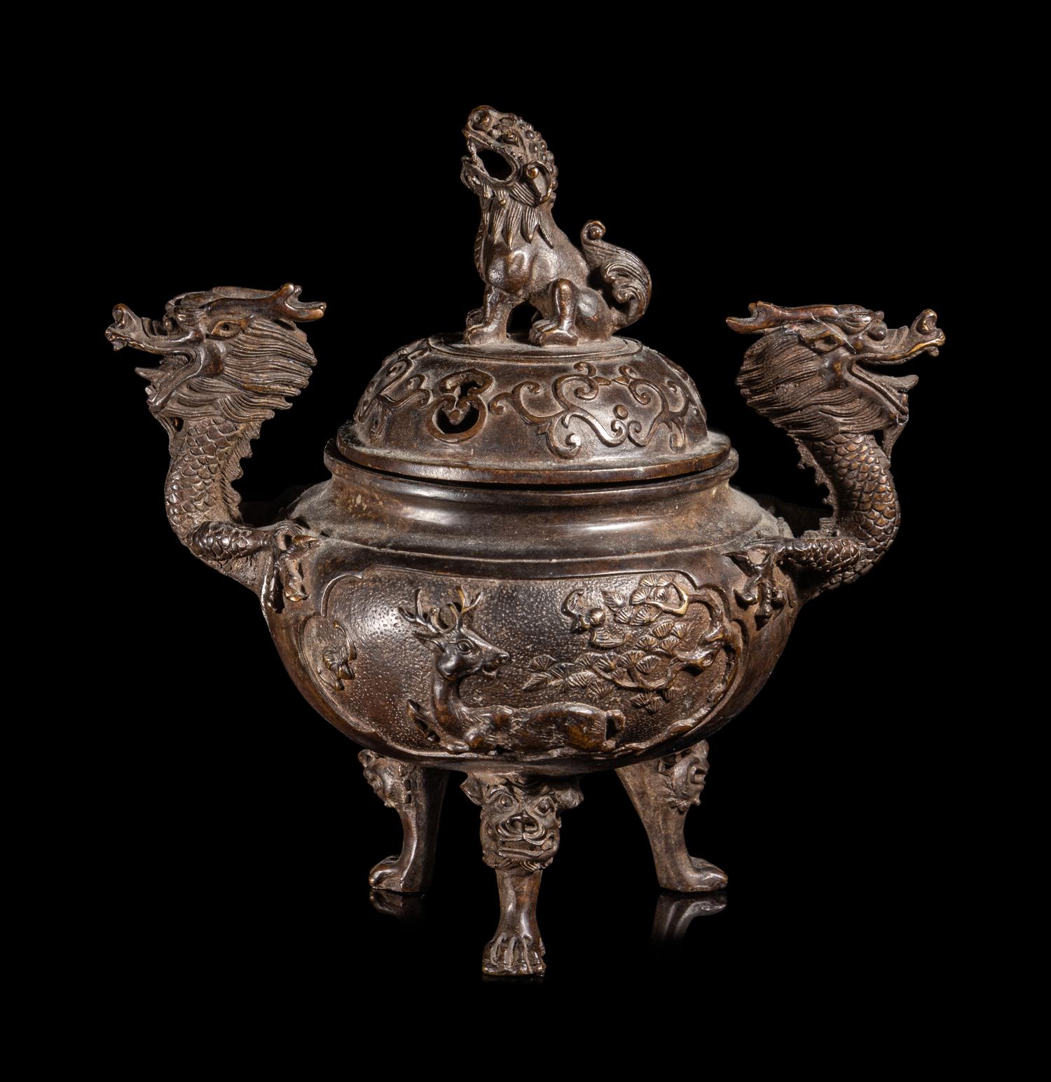 A Chinese Bronze Covered Incense Burner