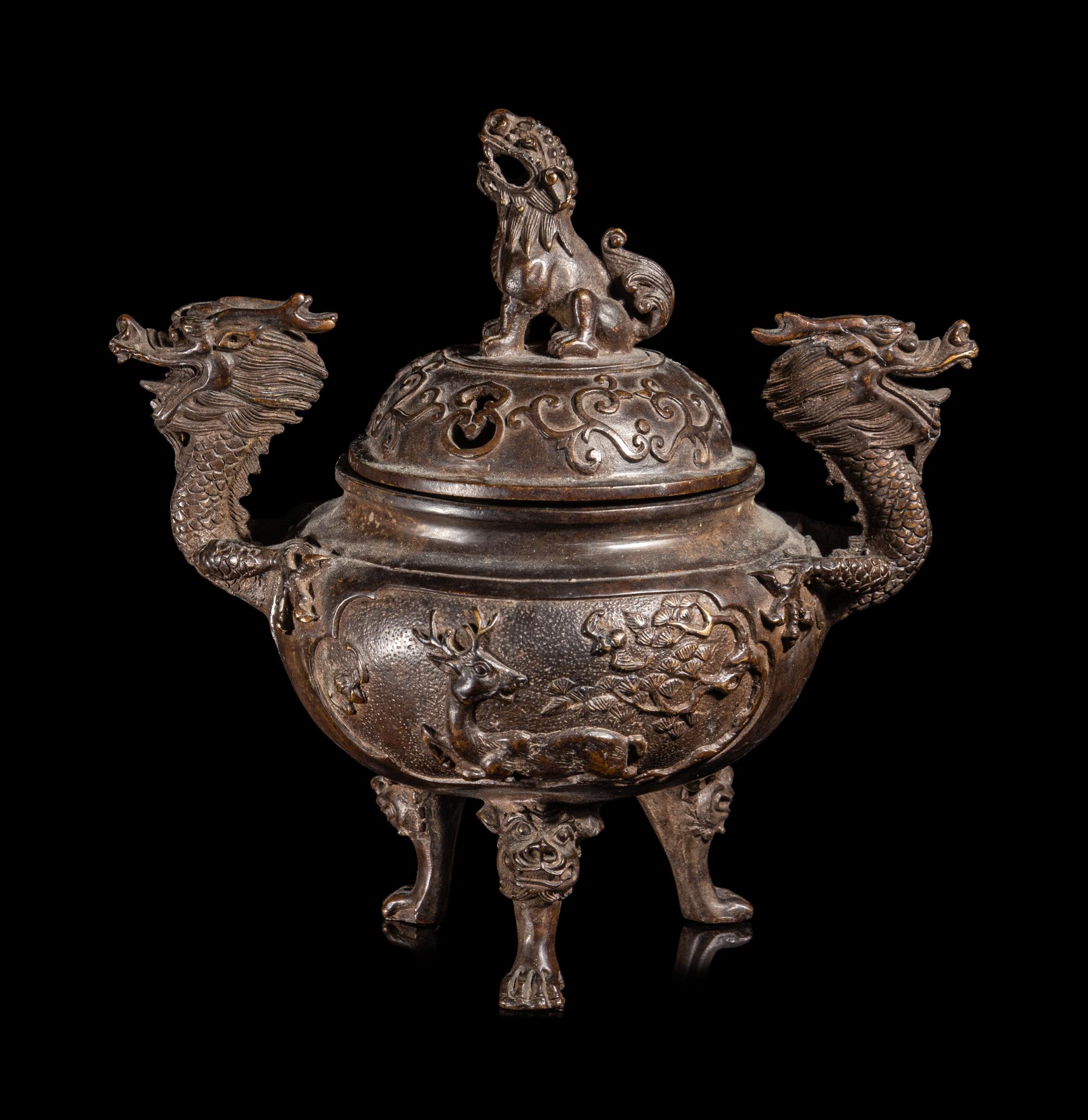 A Chinese Bronze Covered Incense Burner