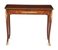 A Louis XV Style Gilt Bronze Mounted Kingwood and Mahogany Writing Table