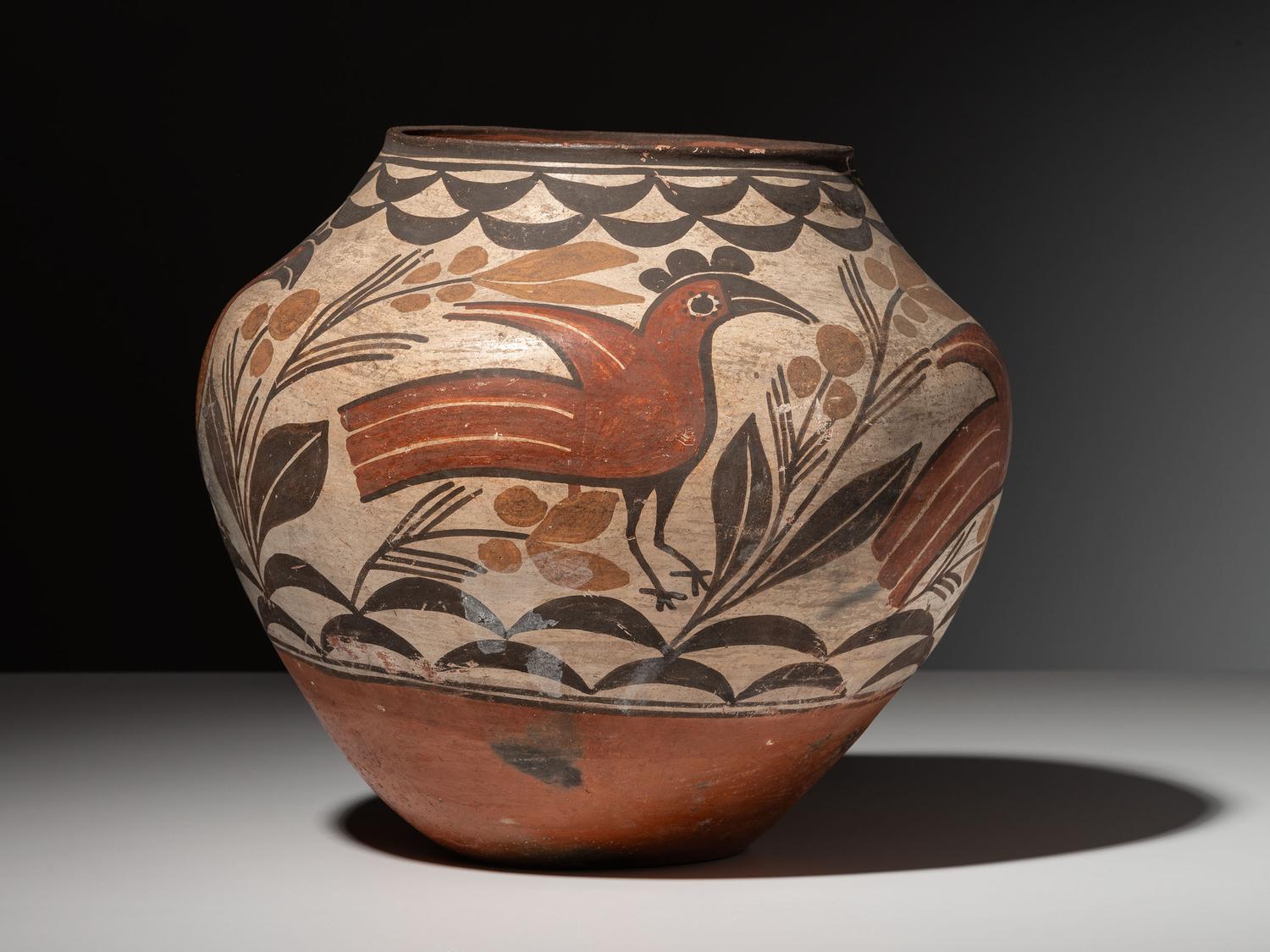 Zia Four Color Pottery Olla, with Parrots