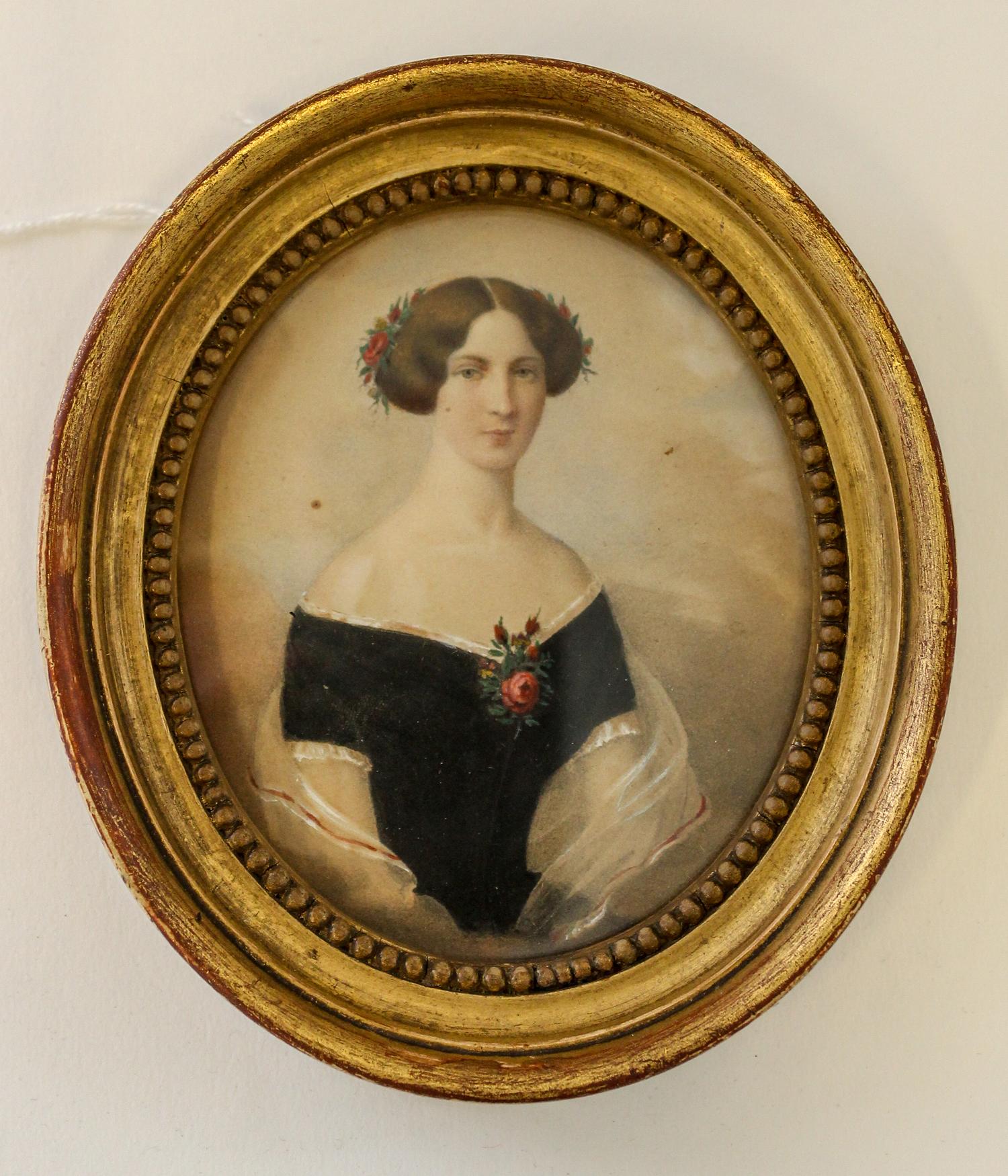 An English Portrait Miniature Framed 5 1/4 x 4 1/2 inches.