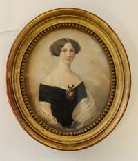 An English Portrait Miniature Framed 5 1/4 x 4 1/2 inches.