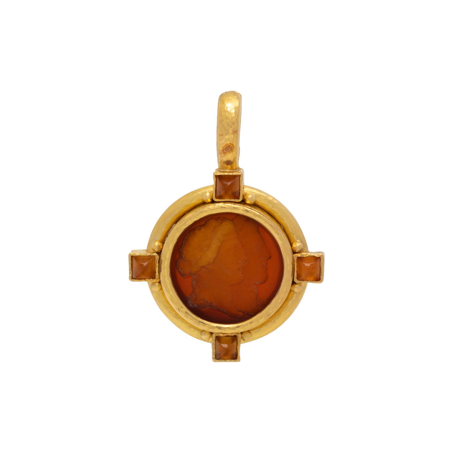 ELIZABETH LOCKE, INTAGLIO AND CITRINE PENDANT
