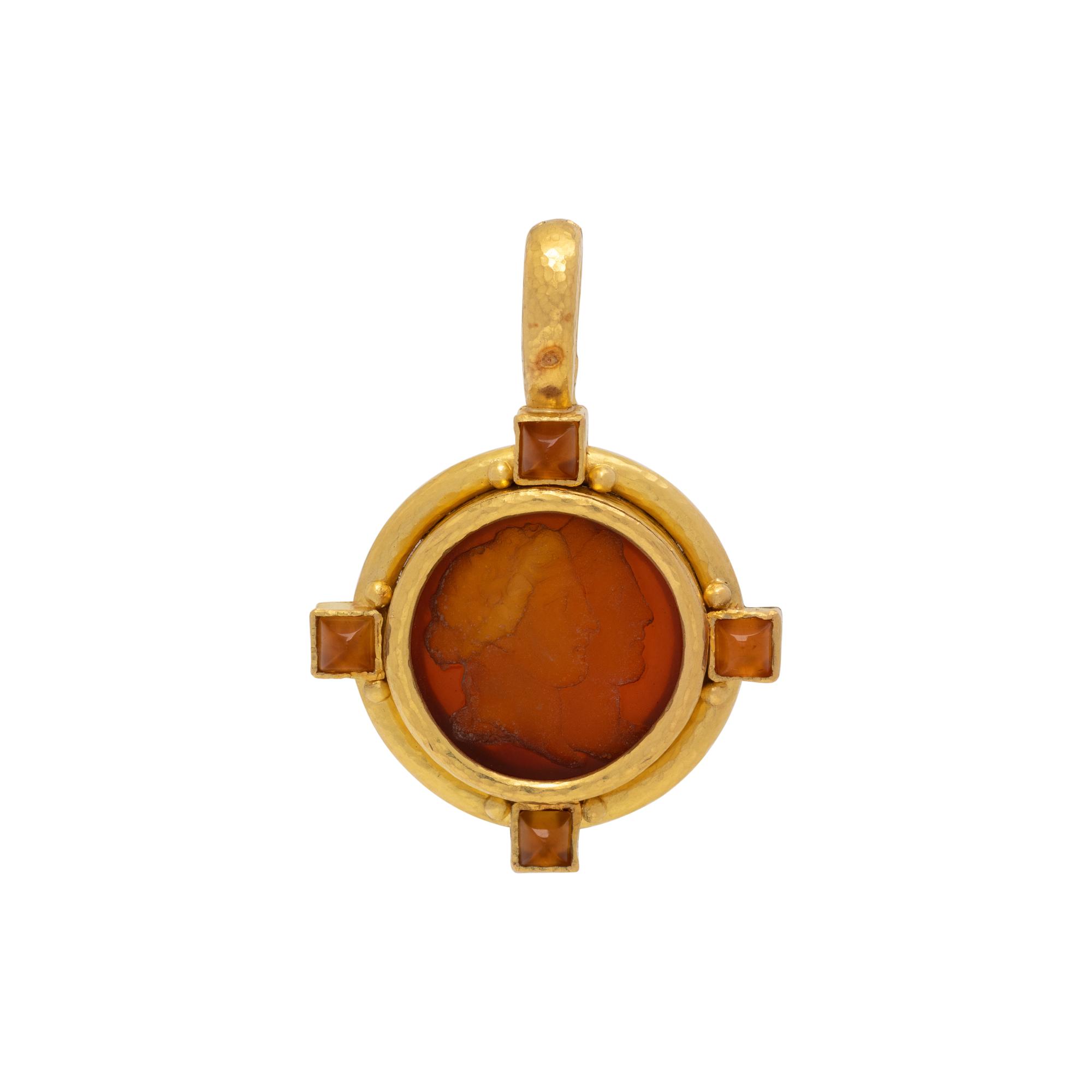 ELIZABETH LOCKE, INTAGLIO AND CITRINE PENDANT