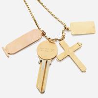 A collection of four gold necklaces