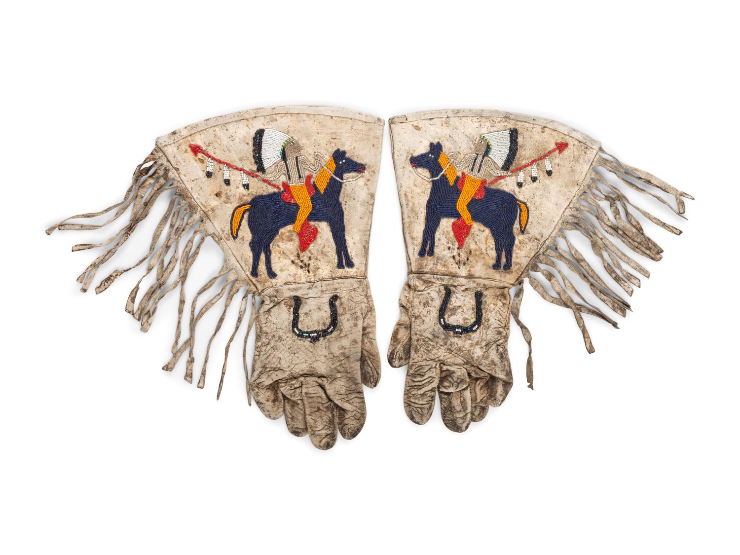 Northern Plains Pictorial Beaded Gauntlets
