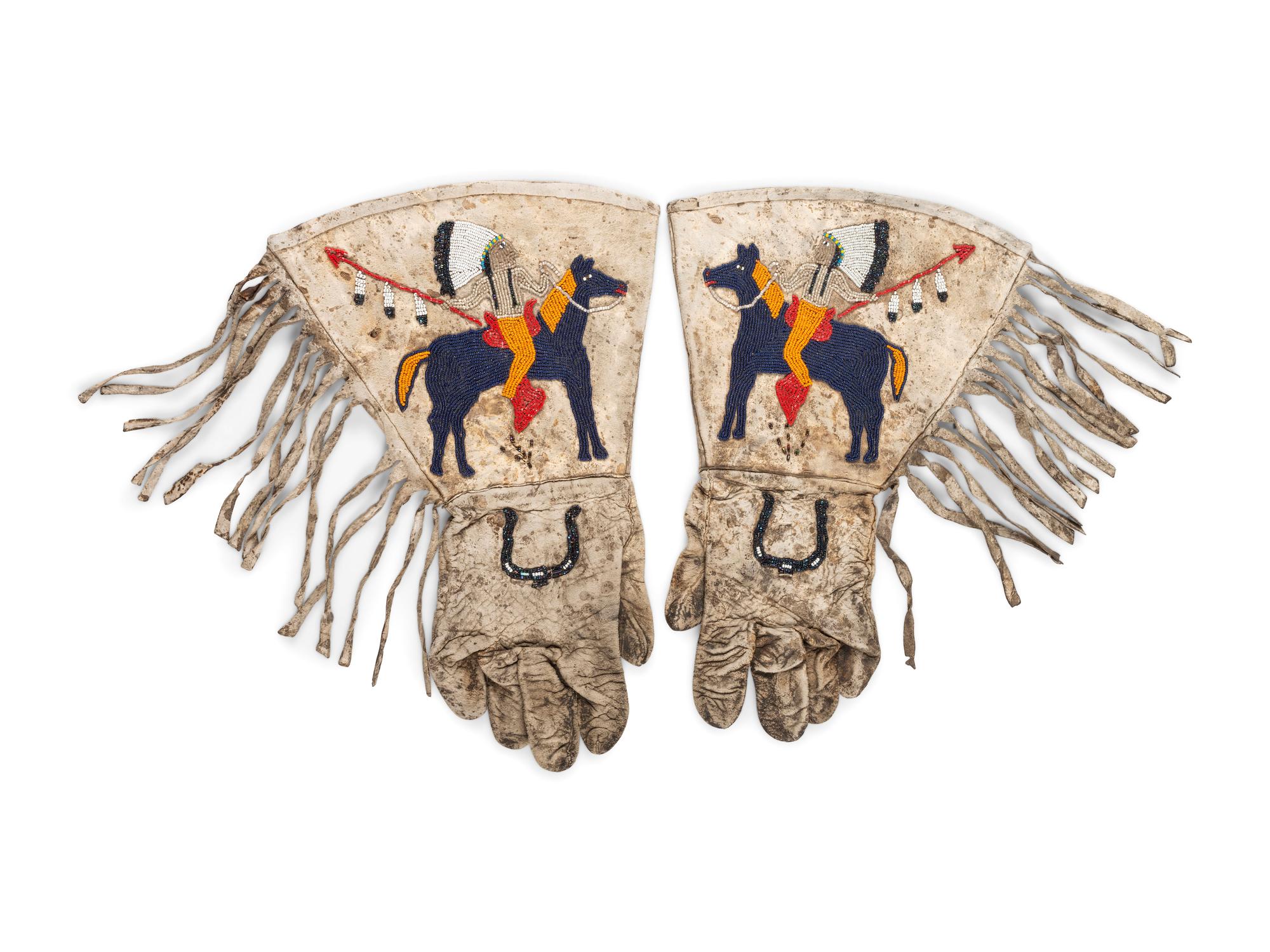 Northern Plains Pictorial Beaded Gauntlets