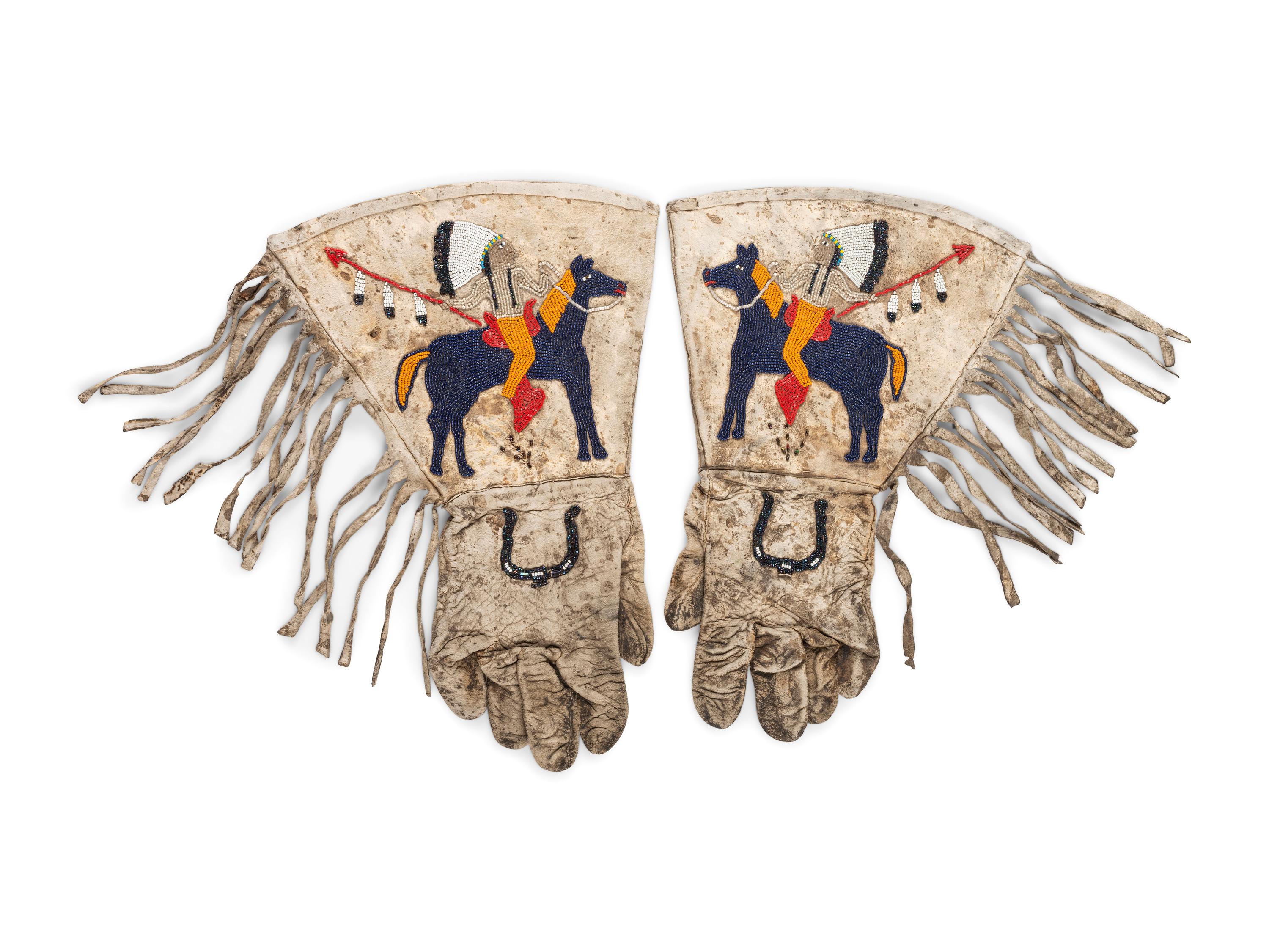 Northern Plains Pictorial Beaded Gauntlets