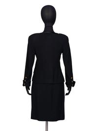 Chanel, Black Wool Skirt Suit Trimmed in Satin