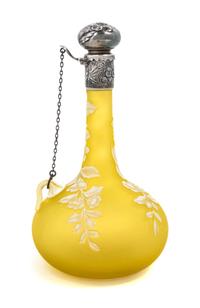 Attributed to Thomas Webb & Sons, LATE 19TH CENTURY, a silver mounted cameo glass bottle, with floral and butterfly decoration