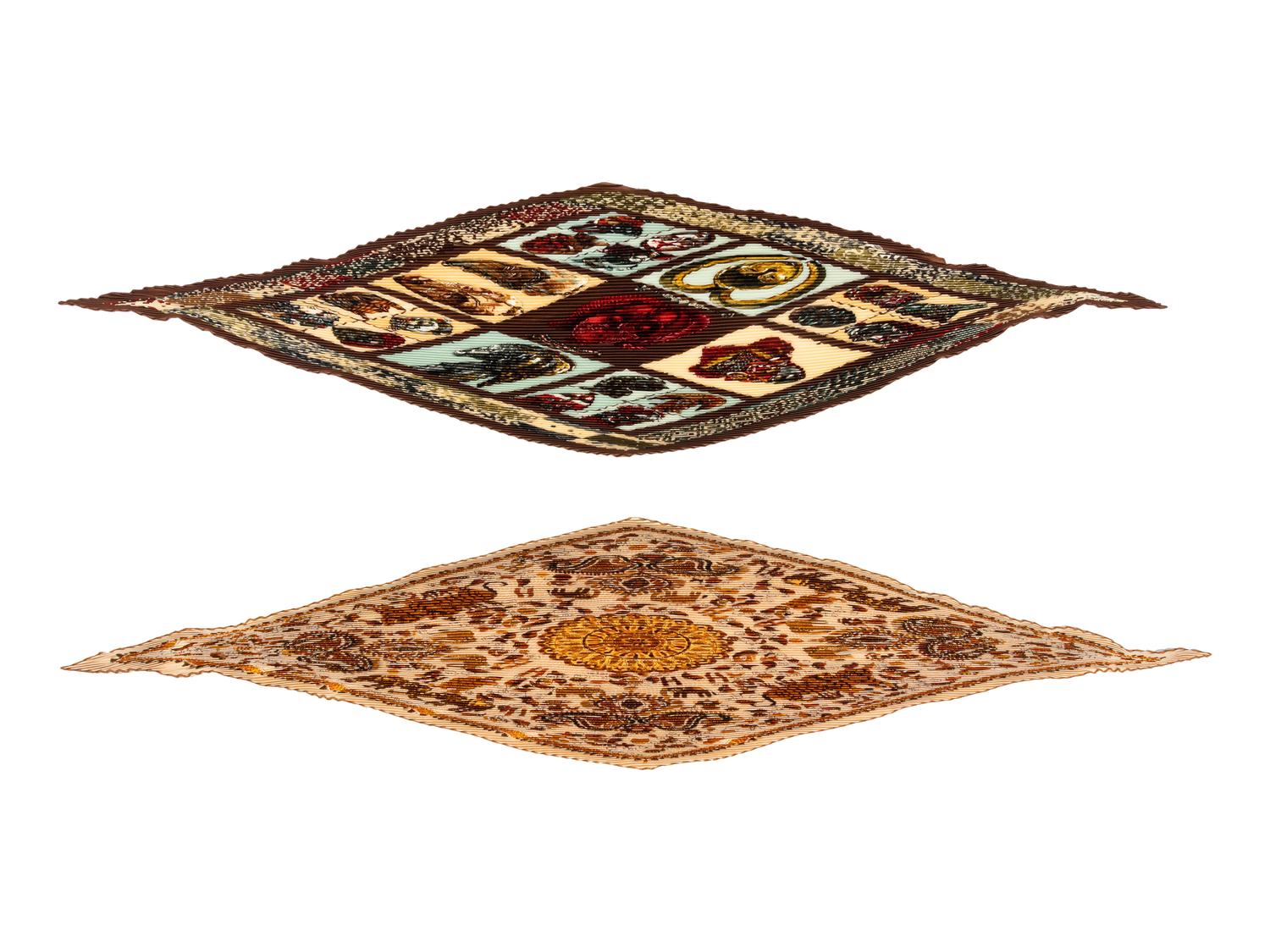 Four Hermès 90cm Pleated Silk Scarves