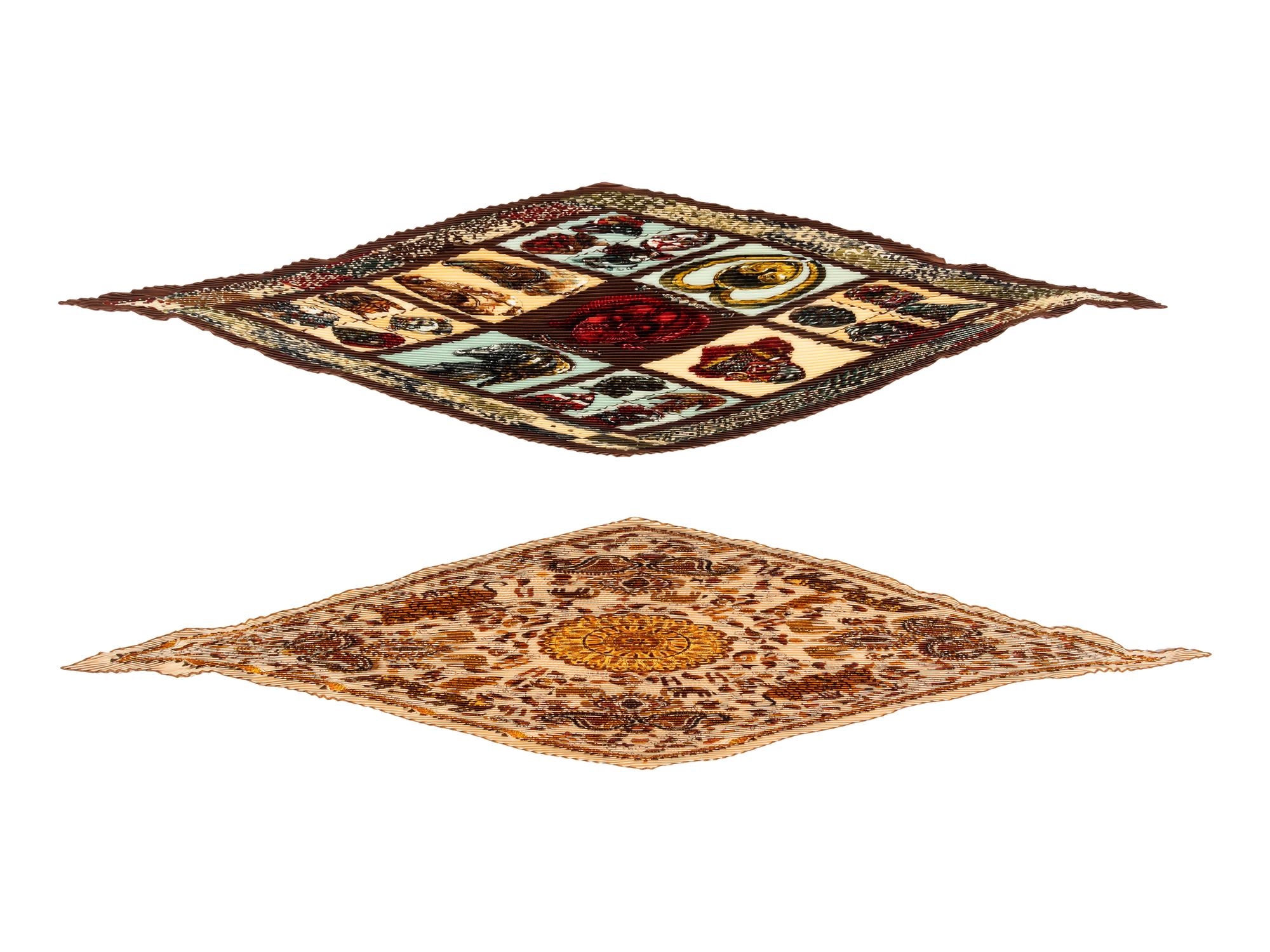 Four Hermès 90cm Pleated Silk Scarves