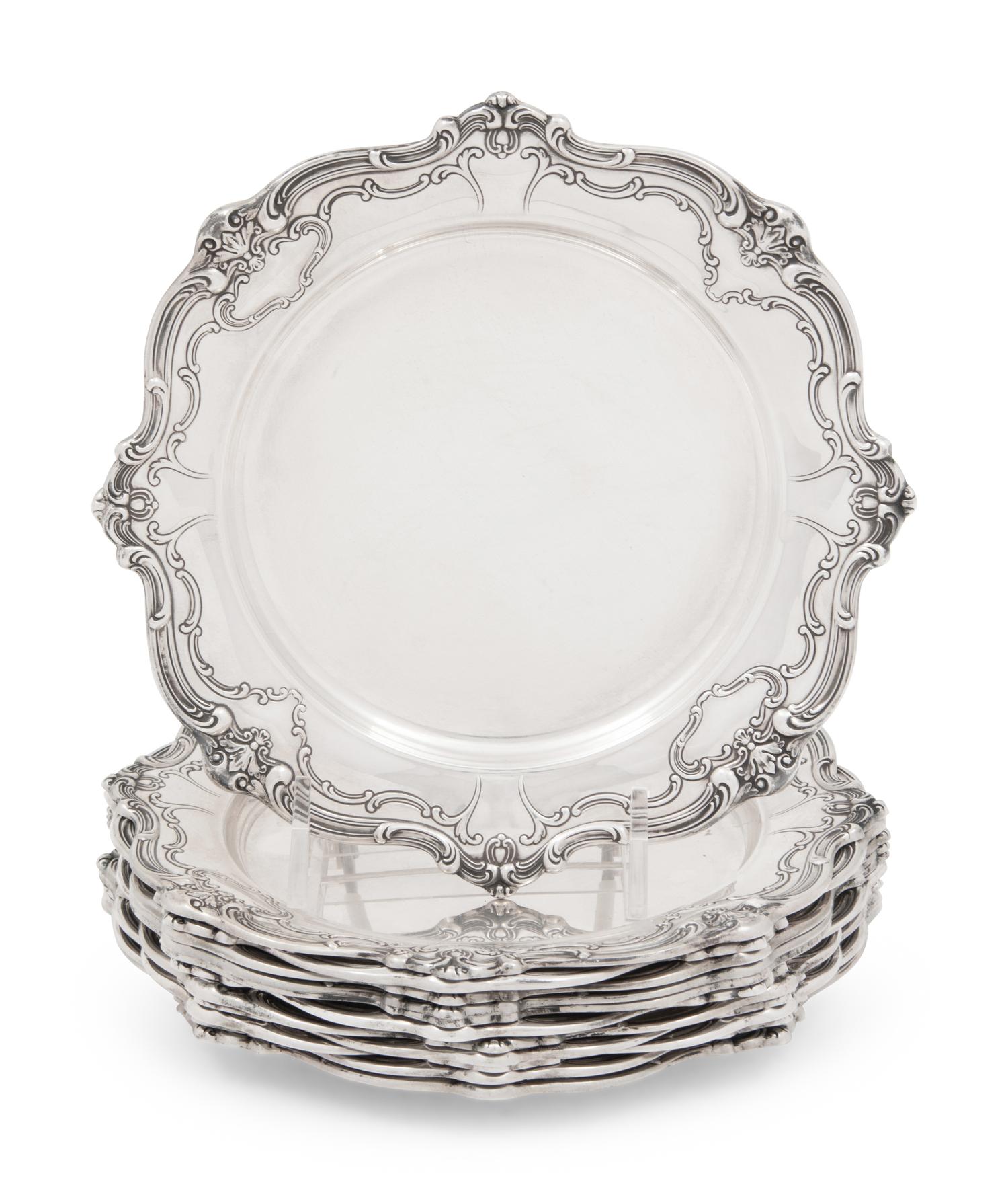 A Set of Twelve American Silver Bread Plates