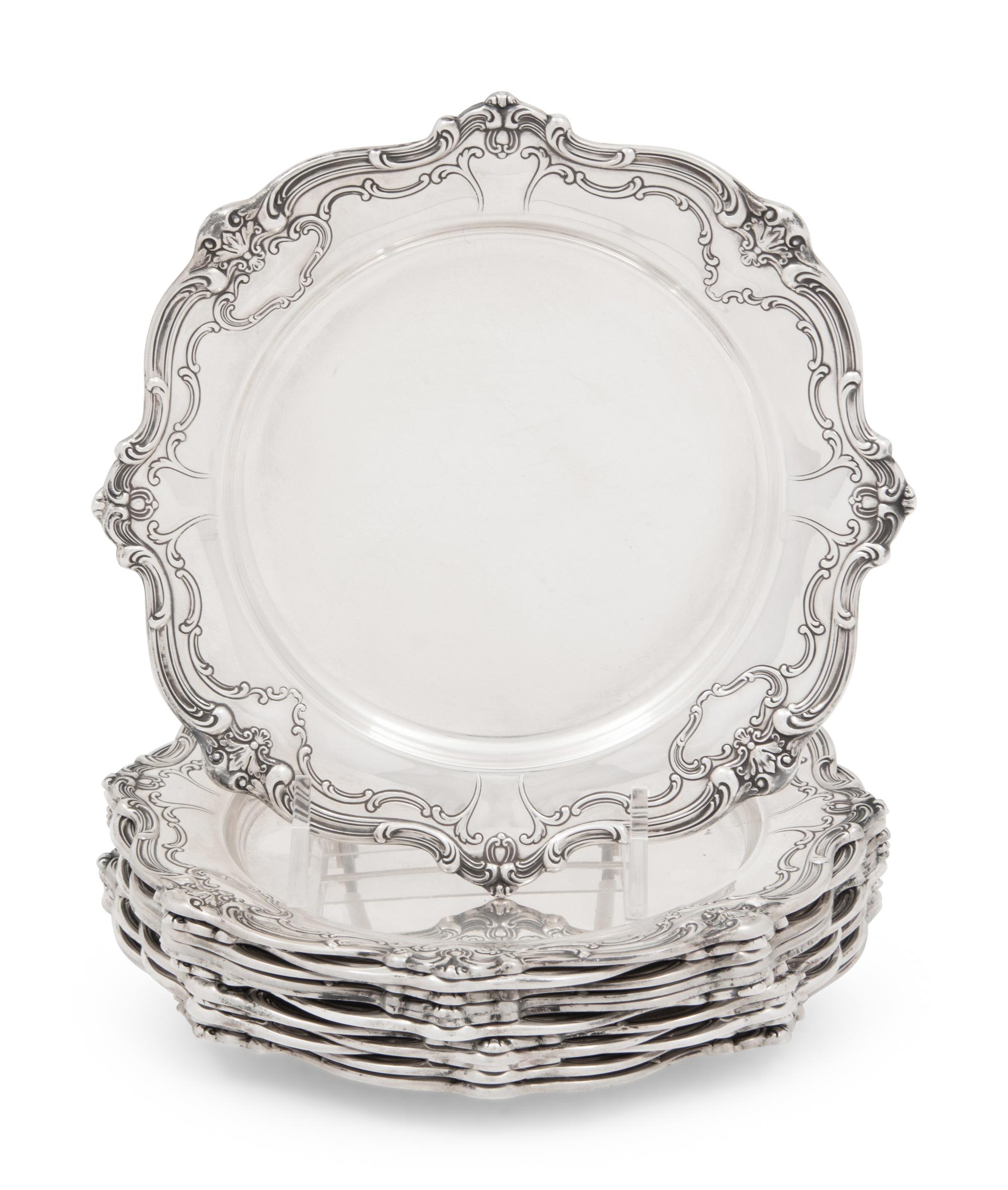 A Set of Twelve American Silver Bread Plates