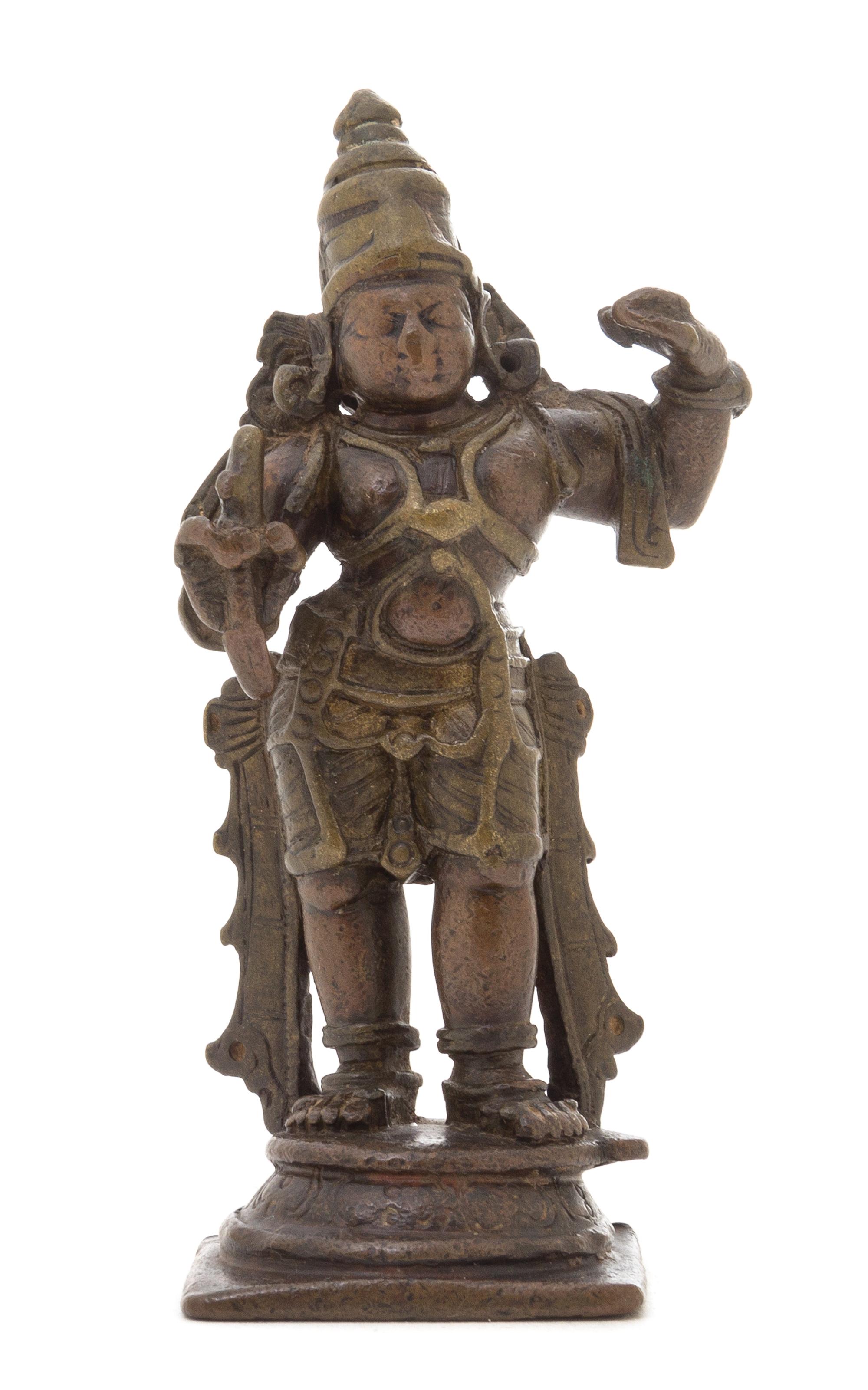 A Small Indian Bronze Figure of Parvati Height 3 7/8 inches.