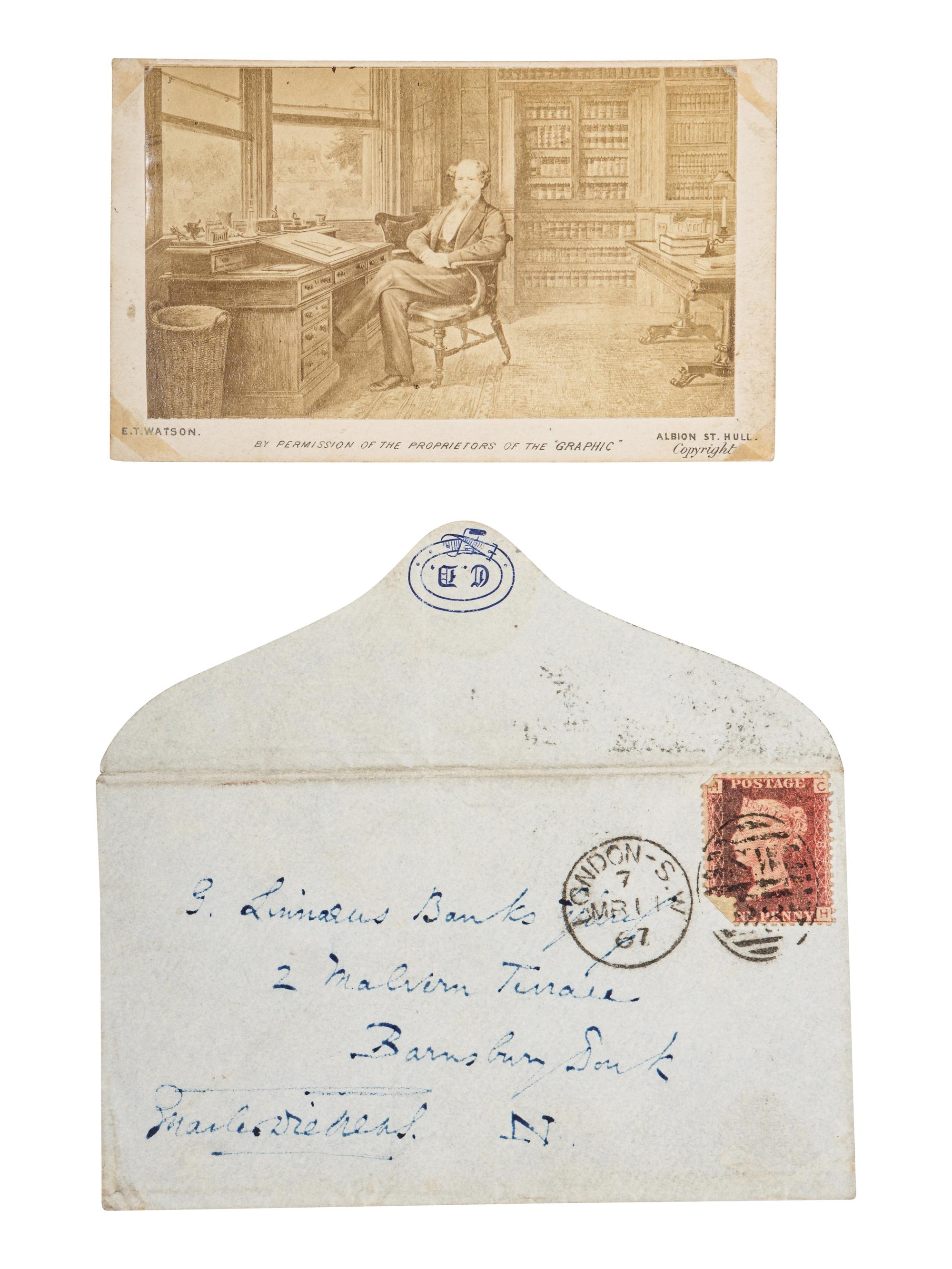 DICKENS, Charles (1812-1870). Autograph letter signed (“Charles Dickens”), to G. Linnaeus Banks, 9 March 1867.