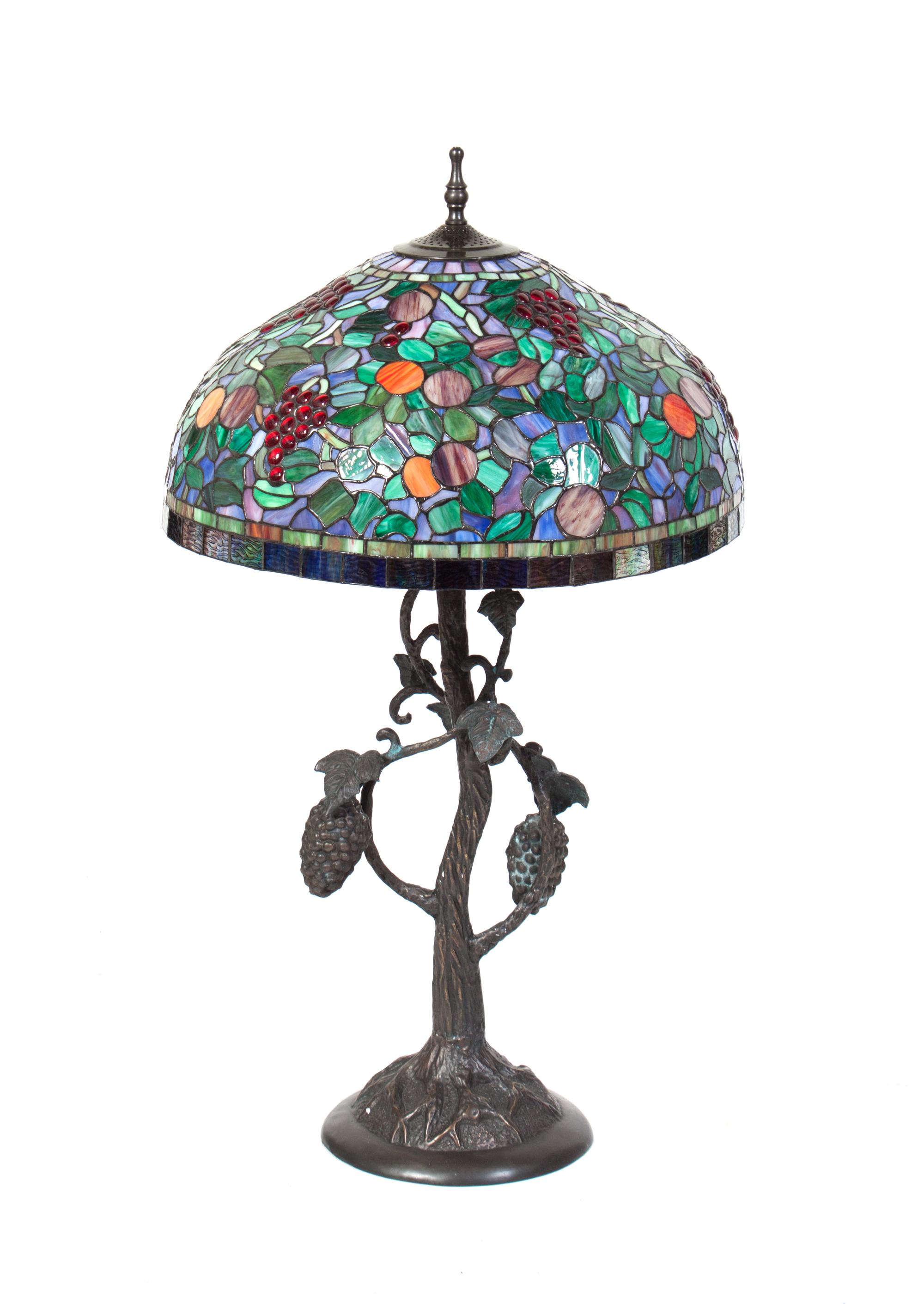 A Leaded Glass Table Lamp Height 41 inches. — SECOND HALF 20TH CENTURY